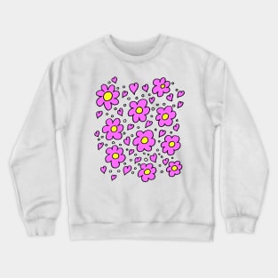 Hearts and Daisies Pink Crewneck Sweatshirt